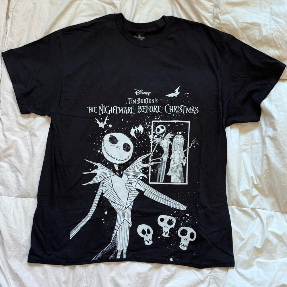 Nightmare before christmas black graphic tee sz‎ L whimsigoth emo hot topic